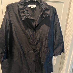 Caroline Rose Black Silk Blouse 3X
